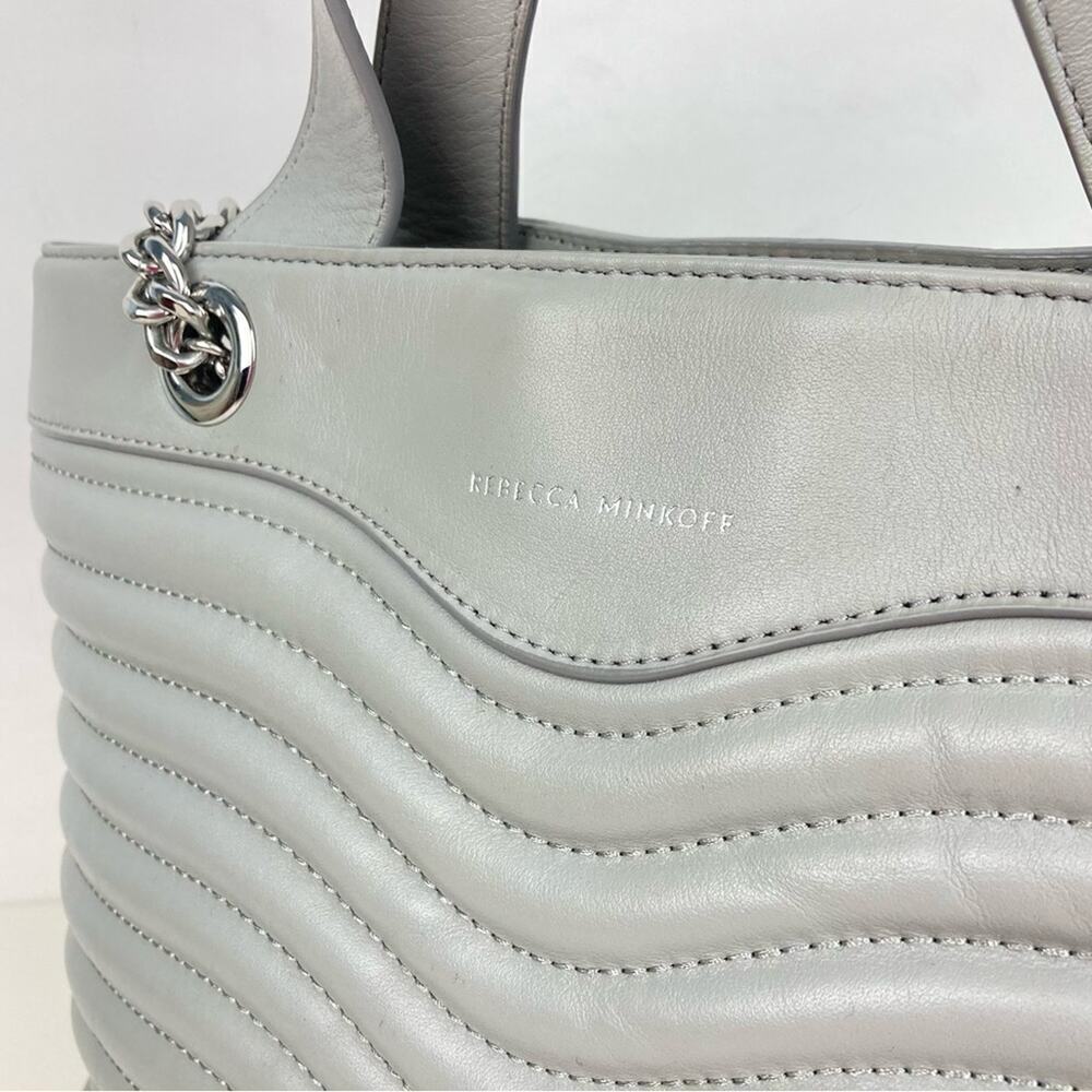REBECCA MINKOFF Leather m.a.b. Quilted Wave Satchel Shoulder Bag in Perlo - Picture 13 of 16